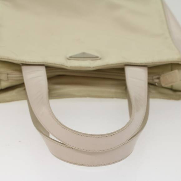 PRADA Hand Bag Nylon Leather Beige Ivory Auth 49308 - Picture 7 of 16